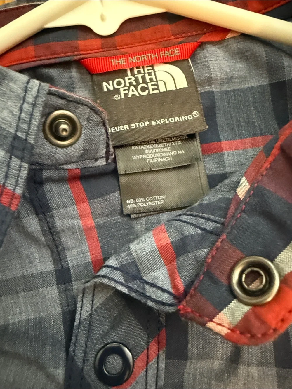 The North Face Short-Sleeve Snap button Shirt - Navy & Burgundy XL NWOT